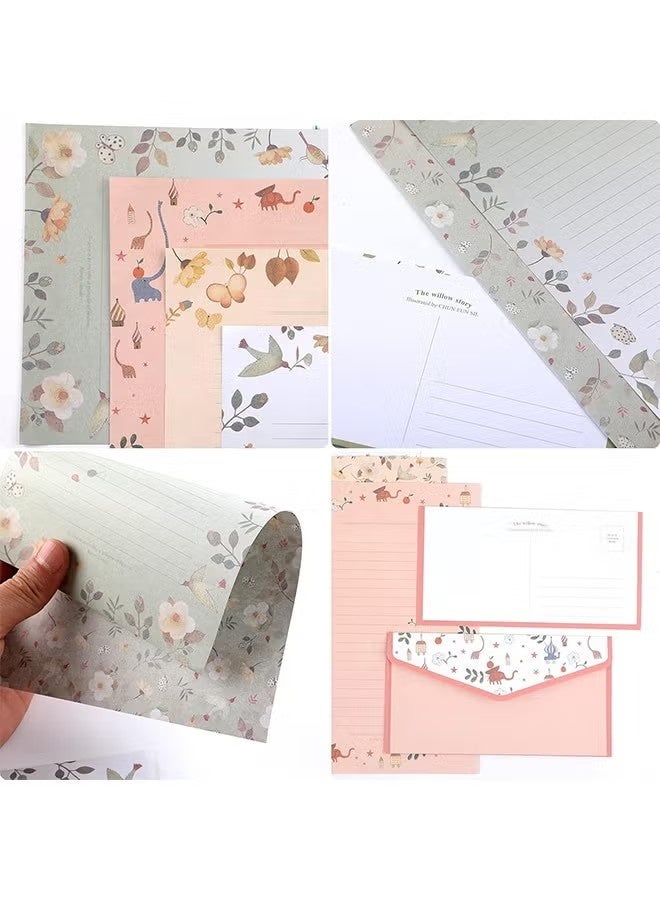 27 Pcs Stationary Writing Paper with Envelopes Set - Cute Vintage Floral Letter Writing and Stationery Paper Envelopes（18 Sheets with 9 Envelopes） - Image 3