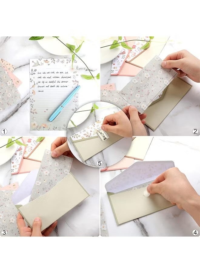 27 Pcs Stationary Writing Paper with Envelopes Set - Cute Vintage Floral Letter Writing and Stationery Paper Envelopes（18 Sheets with 9 Envelopes） - Image 4