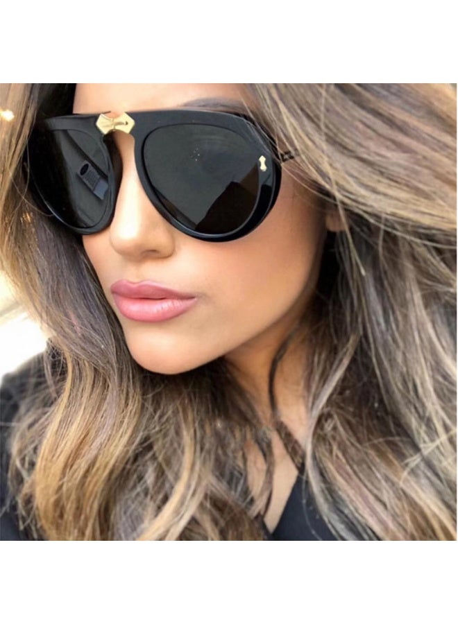 Oversized Round Sunglasses for Women, Luxury Black Bling Crystal Sunglasses, UV400 Protection Fashion Rhinestone Pilot Shades, Designer Style Eyewear for Travel & Party - Image 5