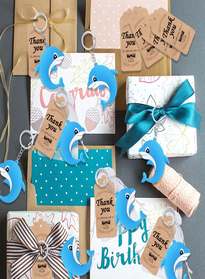 Elecrainbow 60 Pack Baby Dolphin Party Favors Include 20 Keychains, 20 Thank You Tags and 20 Goodie Bags for Animal Lover, Return Gift, Ocean Themed Party, Thanksgiving, Baby Shower, Birthday, Wedding - Image 3
