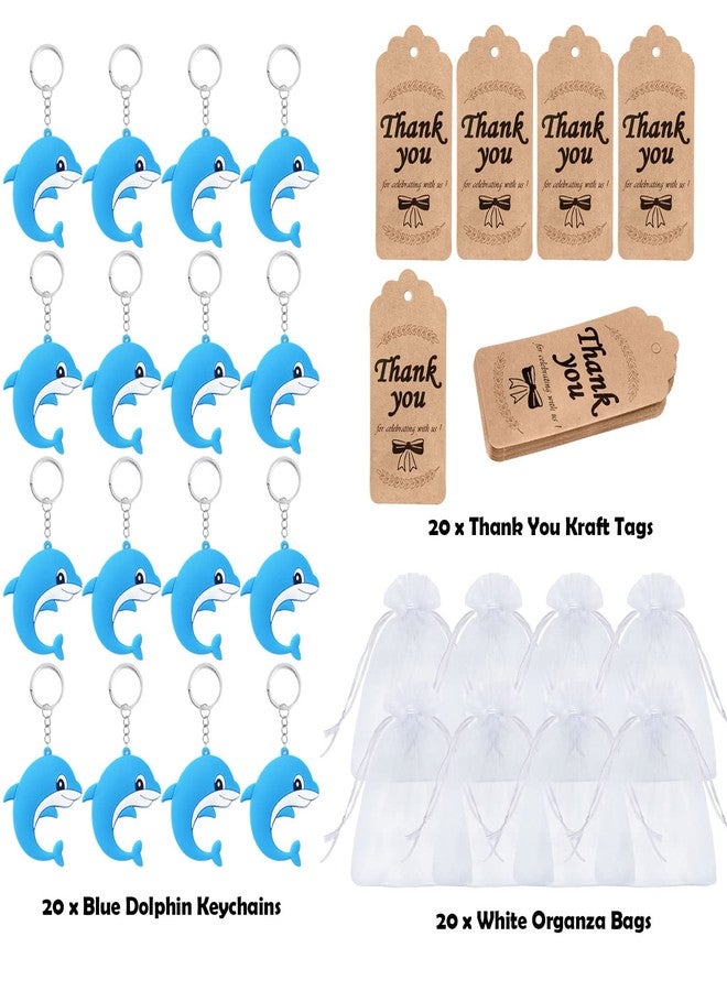 Elecrainbow 60 Pack Baby Dolphin Party Favors Include 20 Keychains, 20 Thank You Tags and 20 Goodie Bags for Animal Lover, Return Gift, Ocean Themed Party, Thanksgiving, Baby Shower, Birthday, Wedding - Image 5