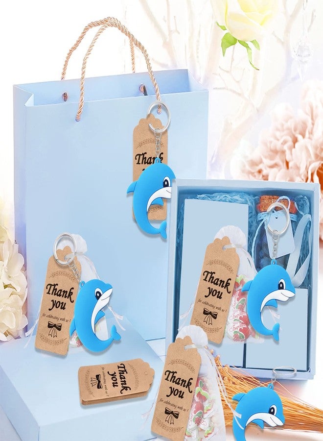 Elecrainbow 60 Pack Baby Dolphin Party Favors Include 20 Keychains, 20 Thank You Tags and 20 Goodie Bags for Animal Lover, Return Gift, Ocean Themed Party, Thanksgiving, Baby Shower, Birthday, Wedding - Image 4