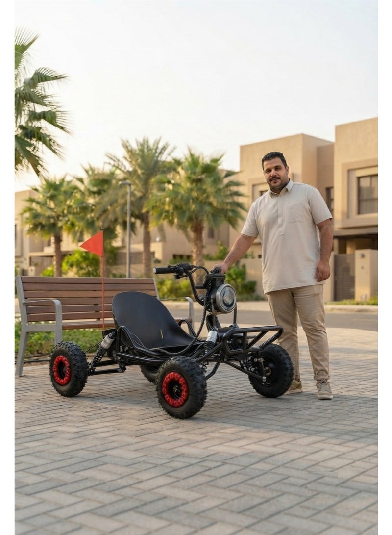 عربة سباق كهربائية (Go-Kart) للبالغين والأطفال، محرك بقوة 2000 واط، عربة دريفت للطرق الوعرة بـ 3 سرعات، إطارات مقاس 6 بوصة، مكابح هيدروليكية/قرصية، سرعة قصوى 48 كم/ساعة (بطارية 48 فولت 12 أمبير، سعة تحميل 120 كجم، مدى 35 كم) - Image 2