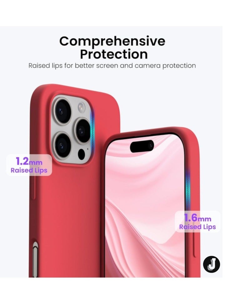 JAJEEK "New Soft Red Silicone iPhone 16 Pro Max Case – Anti-Scratch & Shockproof Protection" - Image 4