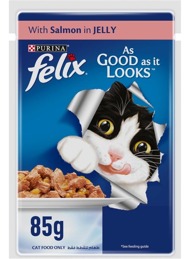 PURINA بوريانا فيليكس كما يبدو للبالغين القطط مع السلمون في الجيلي 85 جرام - Image 2