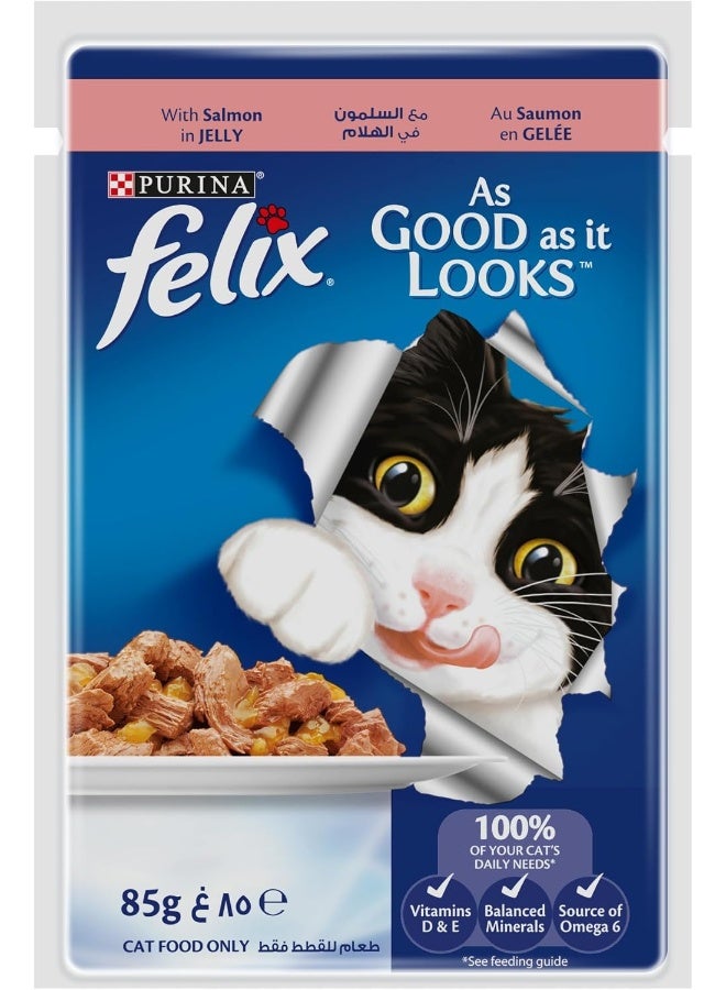 PURINA بوريانا فيليكس كما يبدو للبالغين القطط مع السلمون في الجيلي 85 جرام - Image 4