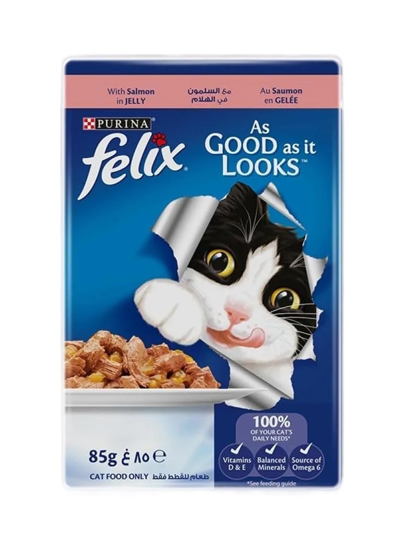 PURINA بوريانا فيليكس كما يبدو للبالغين القطط مع السلمون في الجيلي 85 جرام - Image 1