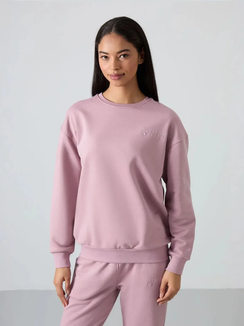 TOMMYLIFE TOMMY Oversized Sweatshirt And Elastic Hem Pants Set
