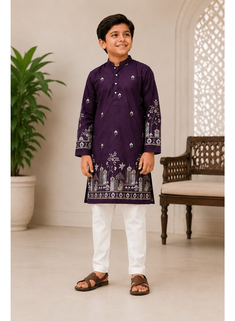 FASHION Boys Kurta Traditional Purple - Image 2