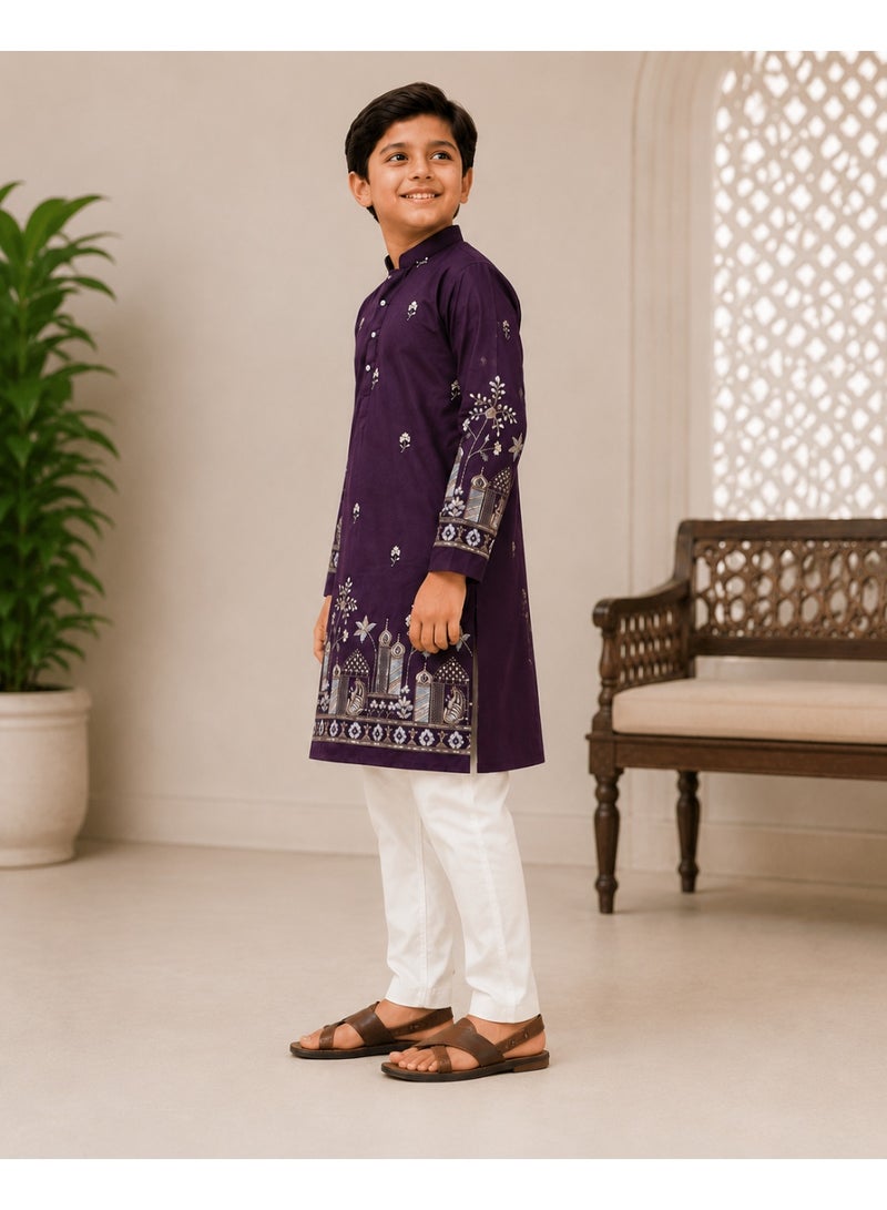 FASHION Boys Kurta Traditional Purple - Image 3