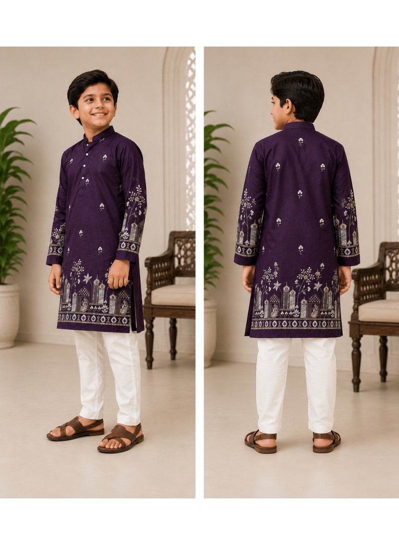 FASHION Boys Kurta Traditional Purple - Image 1
