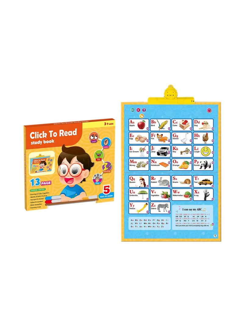Toyland مخطط حائط أبجدي تفاعلي إلكتروني متعدد الوظائف 13 في 1، ABC الناطق و123s والموسيقى والبيانو للأطفال، ألعاب علاج النطق  - Image 1