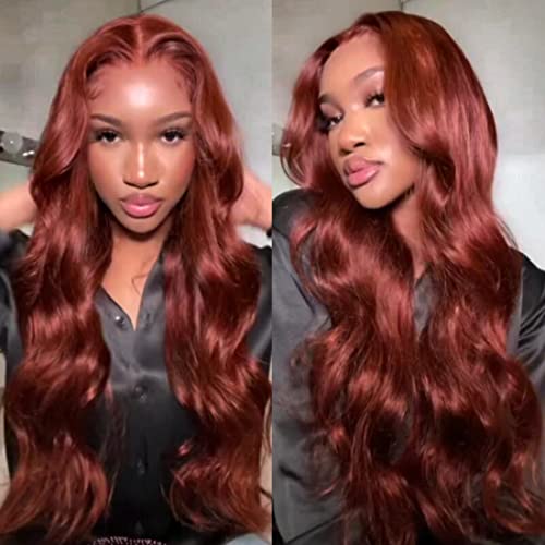 UNICE Reddish Brown Body Wave Human Hair 3 Bundles with 4x4 lace closure Free Part Brazilian Remy Hair Copper Red Wavy Bundles and Closure Colored Human Hair Extensions 22 24 2620 inch Closure - Image 5