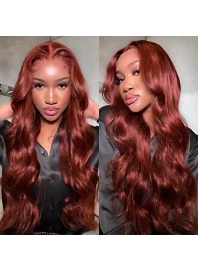 UNICE Reddish Brown Body Wave Human Hair 3 Bundles with 4x4 lace closure Free Part Brazilian Remy Hair Copper Red Wavy Bundles and Closure Colored Human Hair Extensions 22 24 2620 inch Closure - Image 4