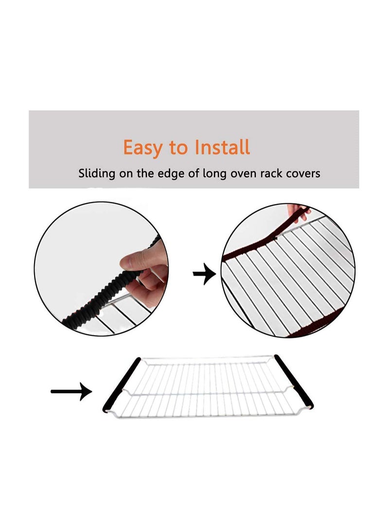 KASTWAVE Oven Rack Shields, 4 Pack Heat Resistant Silicone Oven Rack Cover 14 Inches Long Oven Rack Edge Protector, Protect Against Burns and Scars Protector Hot Strip (Black)  - Image 4