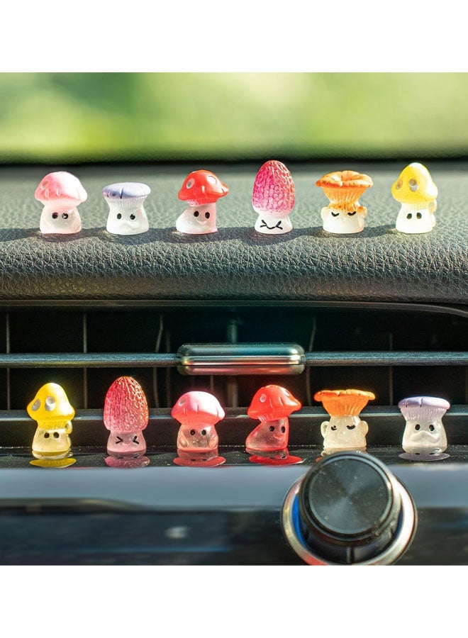 12 PCS Glow in the Dark Mushroom Car Dashboard Decorations Cute Mushroom Decorations Rearview Mirror Decorations Cute Car Interior Dashboard Accessories Suitable for Home and Office - Image 2