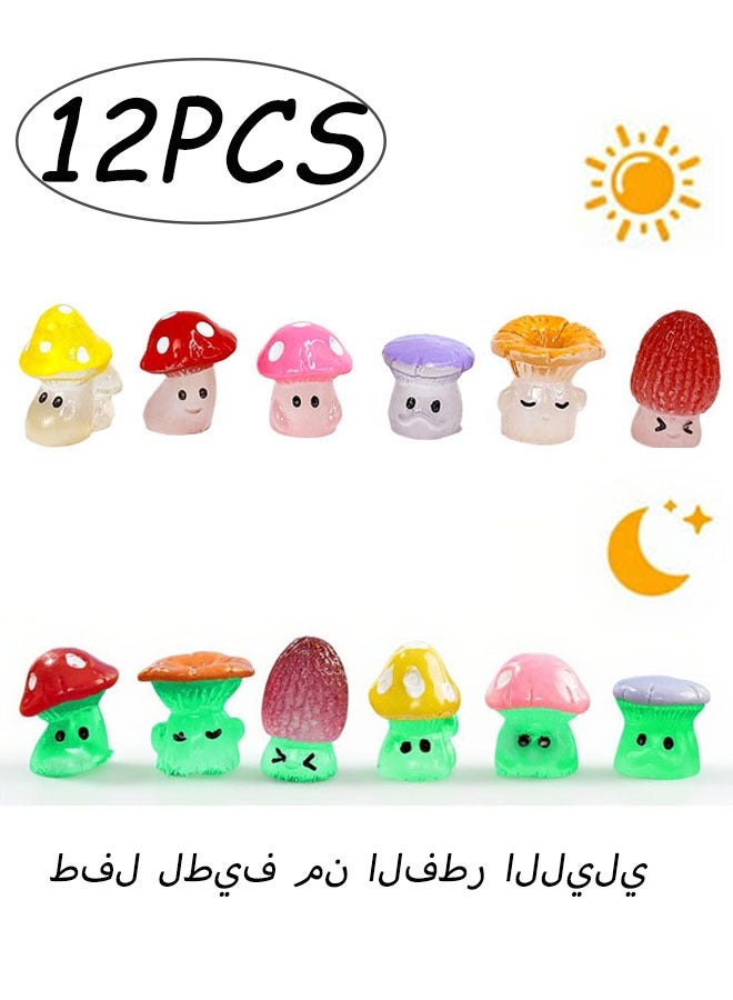 12 PCS Glow in the Dark Mushroom Car Dashboard Decorations Cute Mushroom Decorations Rearview Mirror Decorations Cute Car Interior Dashboard Accessories Suitable for Home and Office - Image 1