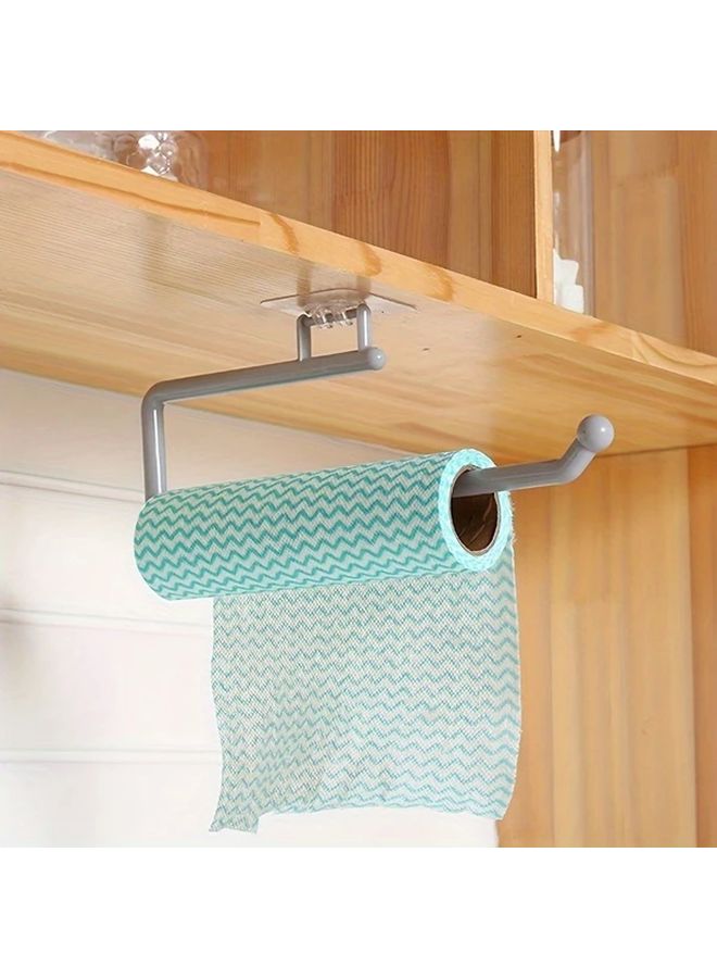 White Wall Organizer Self Adhesive Kitchen Bathroom Storage Rack Paper Towel Holder - Image 4