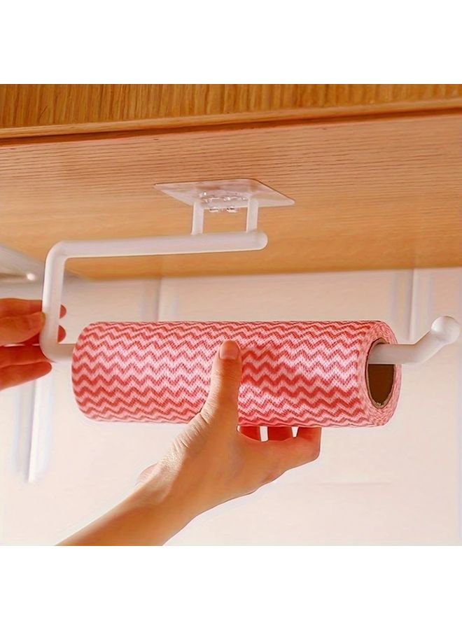 White Wall Organizer Self Adhesive Kitchen Bathroom Storage Rack Paper Towel Holder - Image 5