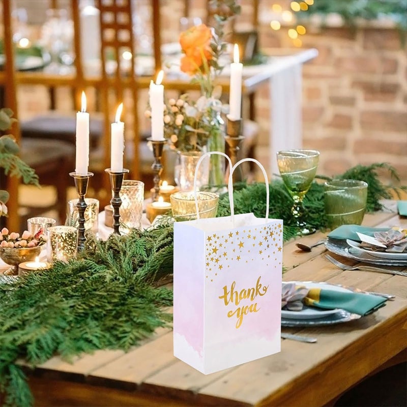 CONGARTENO Thank You Paper Bags 6pcs with Gold Foil Handheld Tote, White Kraft Paper for Party Presents and Favor Packing - Image 5