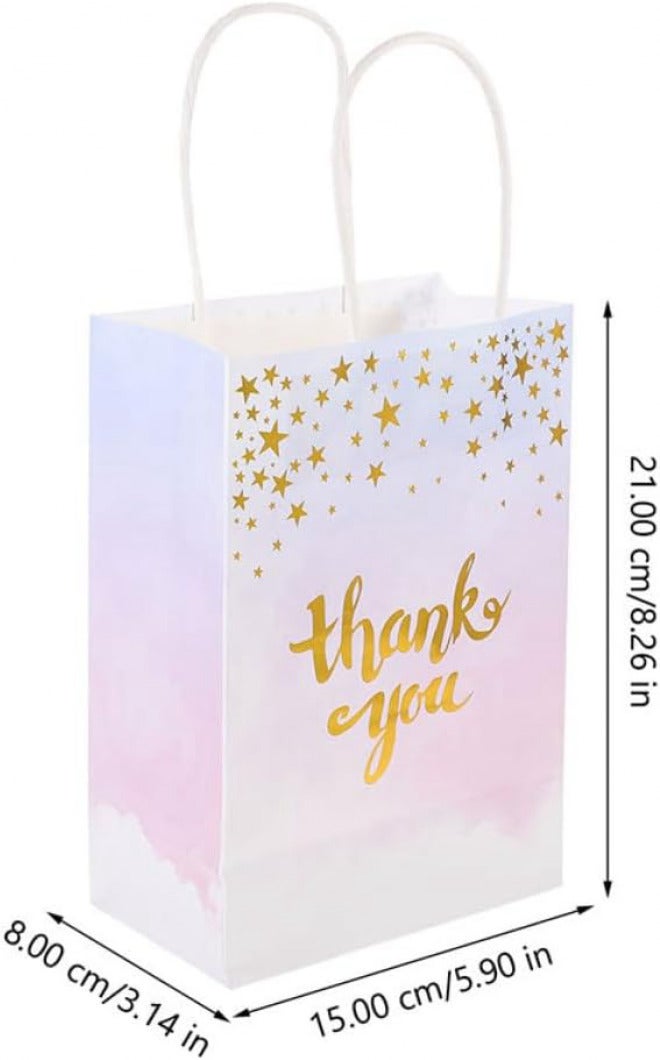 CONGARTENO Thank You Paper Bags 6pcs with Gold Foil Handheld Tote, White Kraft Paper for Party Presents and Favor Packing - Image 2