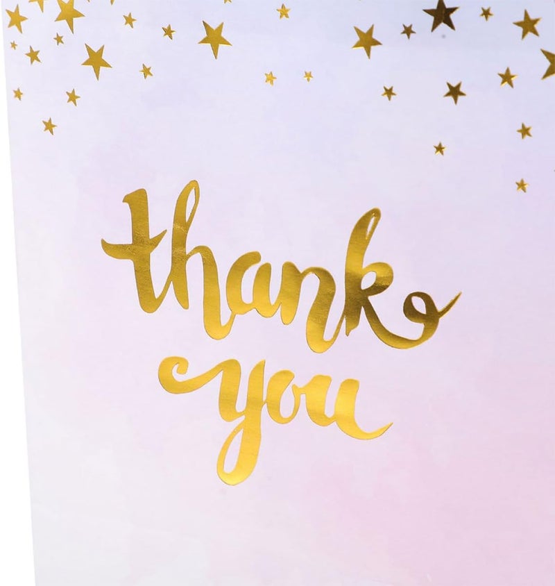 CONGARTENO Thank You Paper Bags 6pcs with Gold Foil Handheld Tote, White Kraft Paper for Party Presents and Favor Packing - Image 3