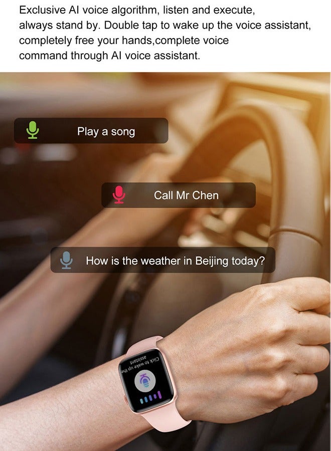 Smart Watch for Men Women Compatible with Android IOS 2.1 inch Full Touch Screen Bluetooth Fitness Tracker Sleep Monitor, Pink  - Image 3