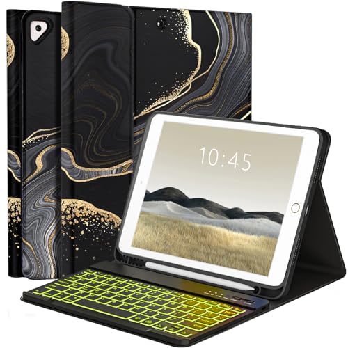 FUWANG Keyboard Case for iPad 9th 8th 7th Generation 10.2 inch, Detachable 7 Colors Backlit for iPad 9th Generation Case with Keyboard, Keyboard Case for iPad Pro 10.5"/Air 3rd Gen, with Pencil Holder - Image 1