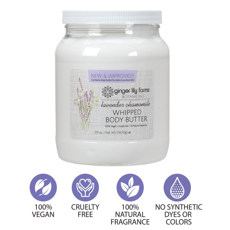 Ginger Lily Farms Botanicals Whipped Body Butter for Dry Skin, Ultra-Hydrating, 100% Vegan & Cruelty-Free, Lavender Chamomile, 59 Ounces - Image 3
