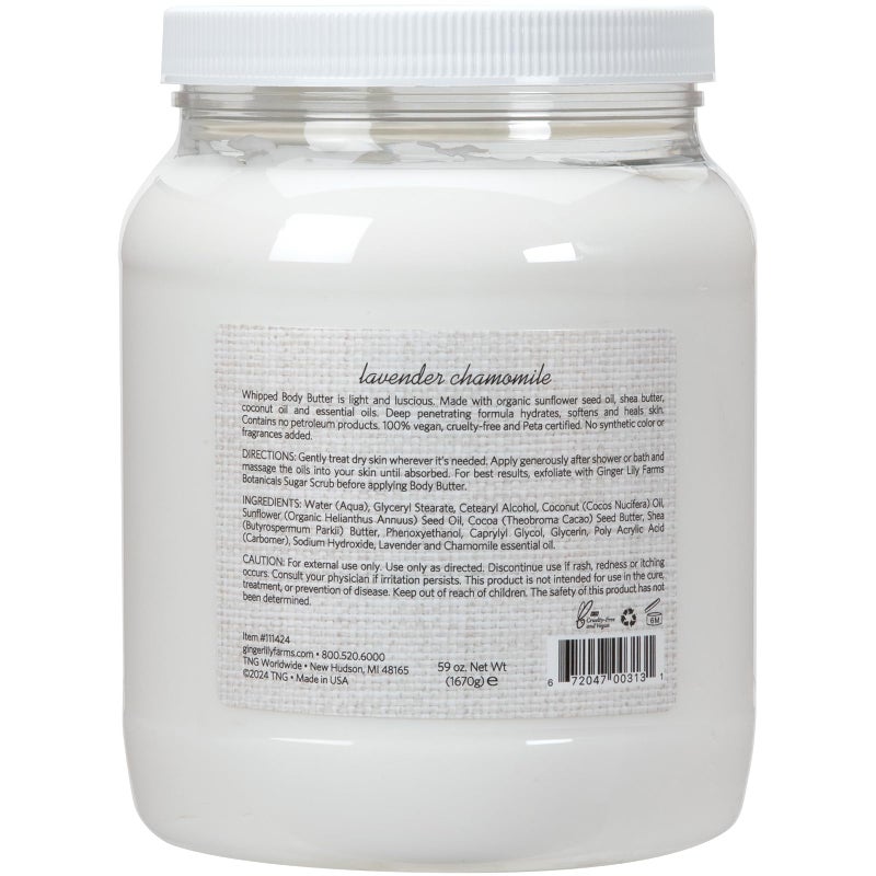 Ginger Lily Farms Botanicals Whipped Body Butter for Dry Skin, Ultra-Hydrating, 100% Vegan & Cruelty-Free, Lavender Chamomile, 59 Ounces - Image 2