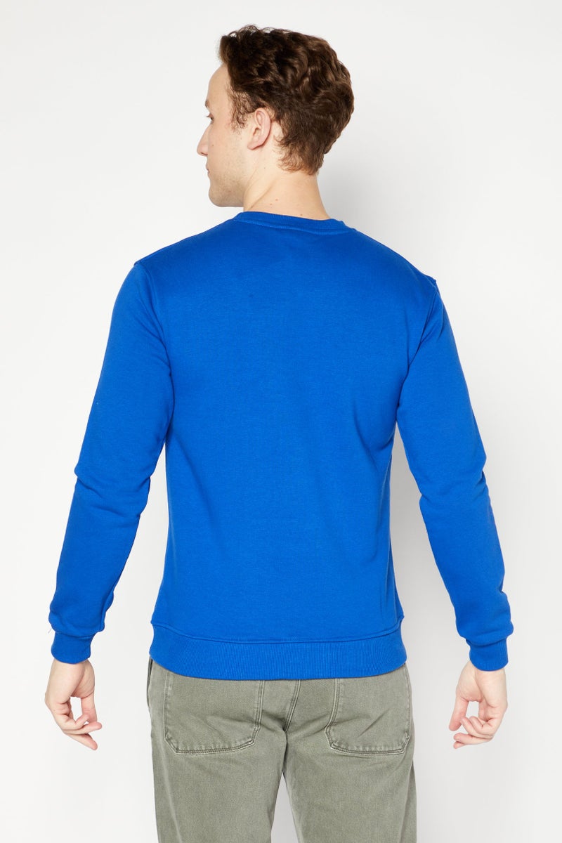 Pan Am Men Crew Neck Long Sleeve Embroidered Logo Sweatshirt, Blue - Image 3