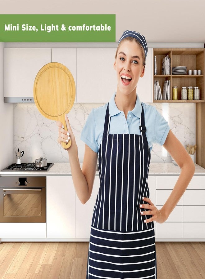 LorisArm 7" Mini Pine Wood Cutting Board with Handle, Small Serving board Wooden Round Pizza Peel Paddle for Homemade Baking Pizza Bread Cake Fruit Vegetables. - Image 4