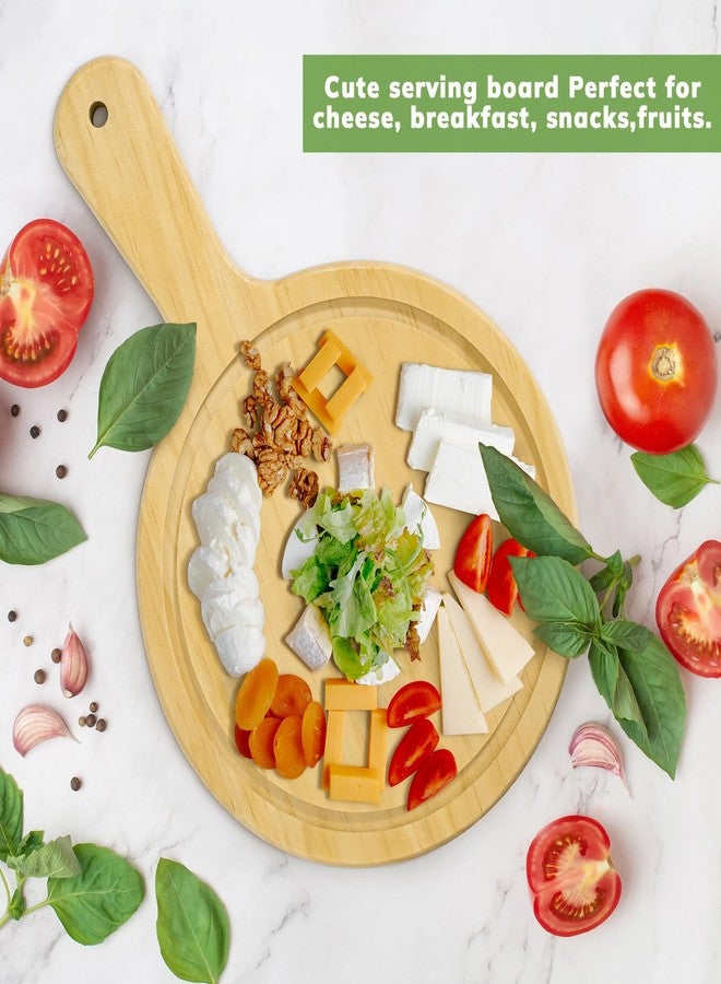 LorisArm 7" Mini Pine Wood Cutting Board with Handle, Small Serving board Wooden Round Pizza Peel Paddle for Homemade Baking Pizza Bread Cake Fruit Vegetables. - Image 2