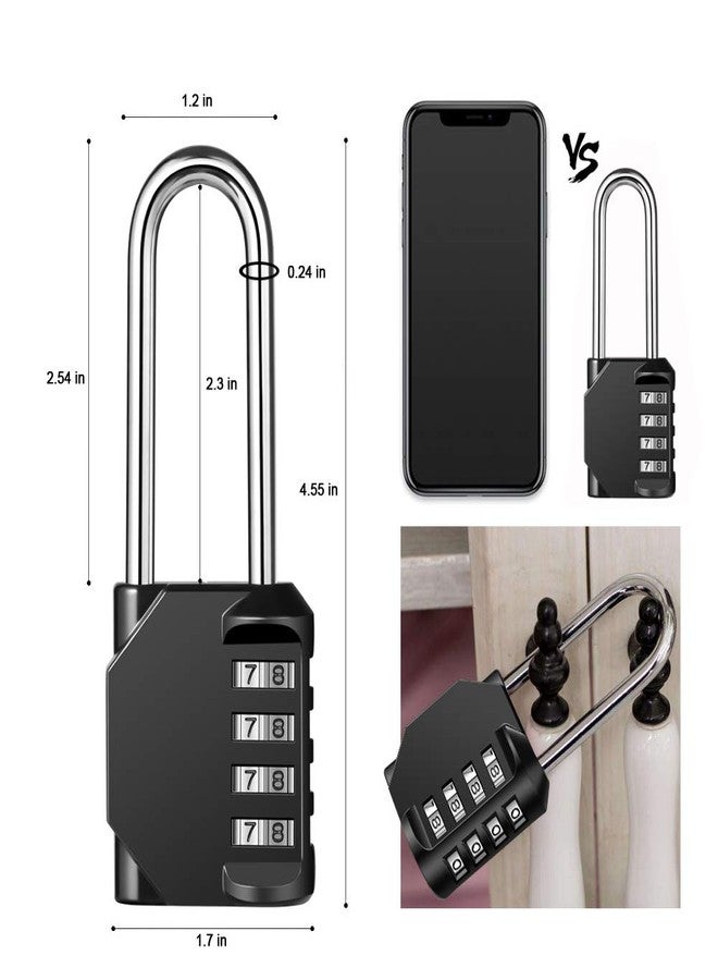 Disecu 2 Pack disecu 2.6 Inch Long Shackle Combination Lock, 4 Digit Outdoor Waterproof Padlock for School Gym Locker, Sports Locker, Storage Unit, Gate, Fence, Toolbox, Cabinet (Black) - Image 4