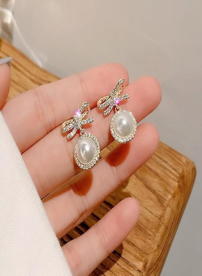 ecozran 14K Gold Ribbon cubic zirconia Bow Stud Earrings for Women Jewelry (Gold Bow-E) - Image 4