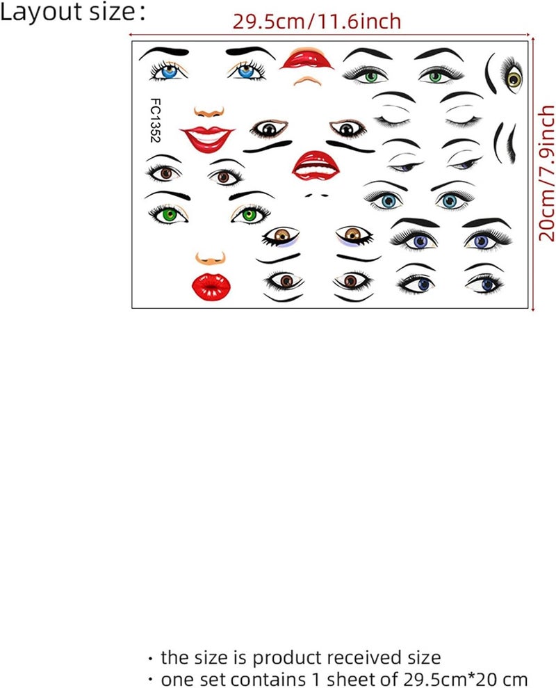 2 Sheets Facials Sticker Face Expression Eyes Eyebrows Nose Stickers for Flower Pots Water Bottle Decoration Facials - Image 4