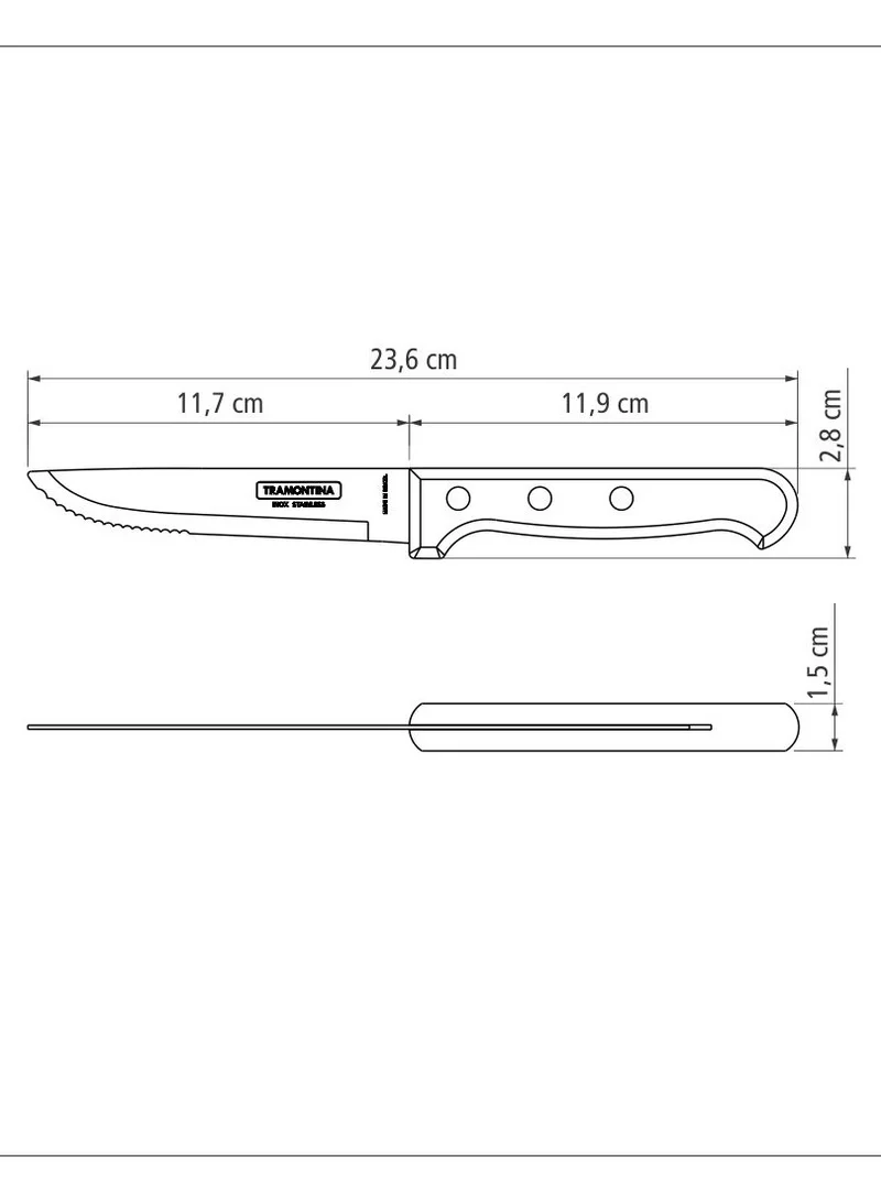 TRAMONTINA Tramontina Jumbo 5 Inches Steak Knife with Stainless Steel Blade and Brown Dishwasher Safe Polywood Handle