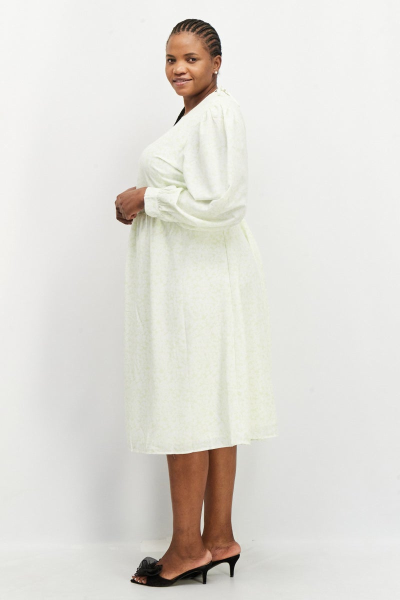 Fashion Union فستان ميدي مزخرف بالزهور للنساء، أبيض - Image 3