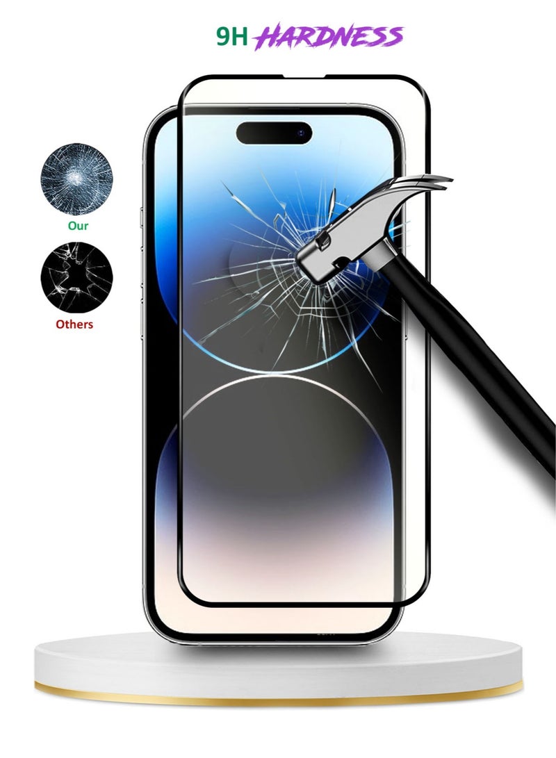 Warrior 5D Tempered Glass Full Glue Premium Screen Protector For Apple iPhone 14 Pro Clear/Black - Image 3