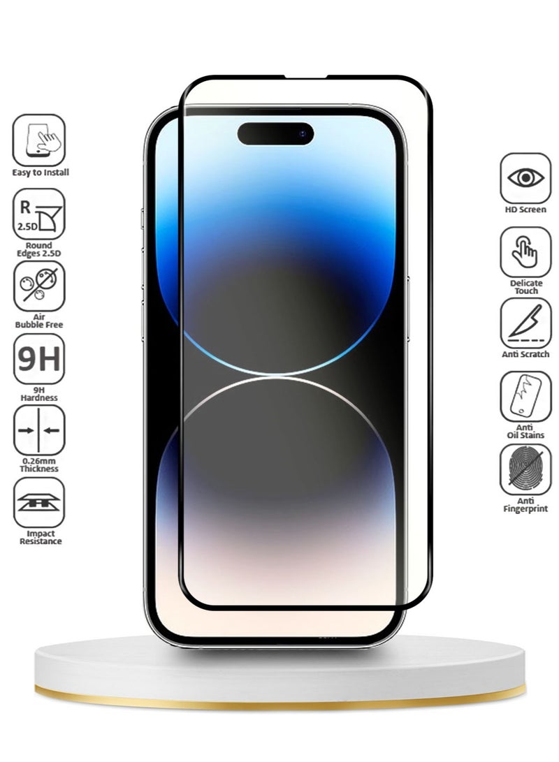 Warrior 5D Tempered Glass Full Glue Premium Screen Protector For Apple iPhone 14 Pro Clear/Black - Image 4