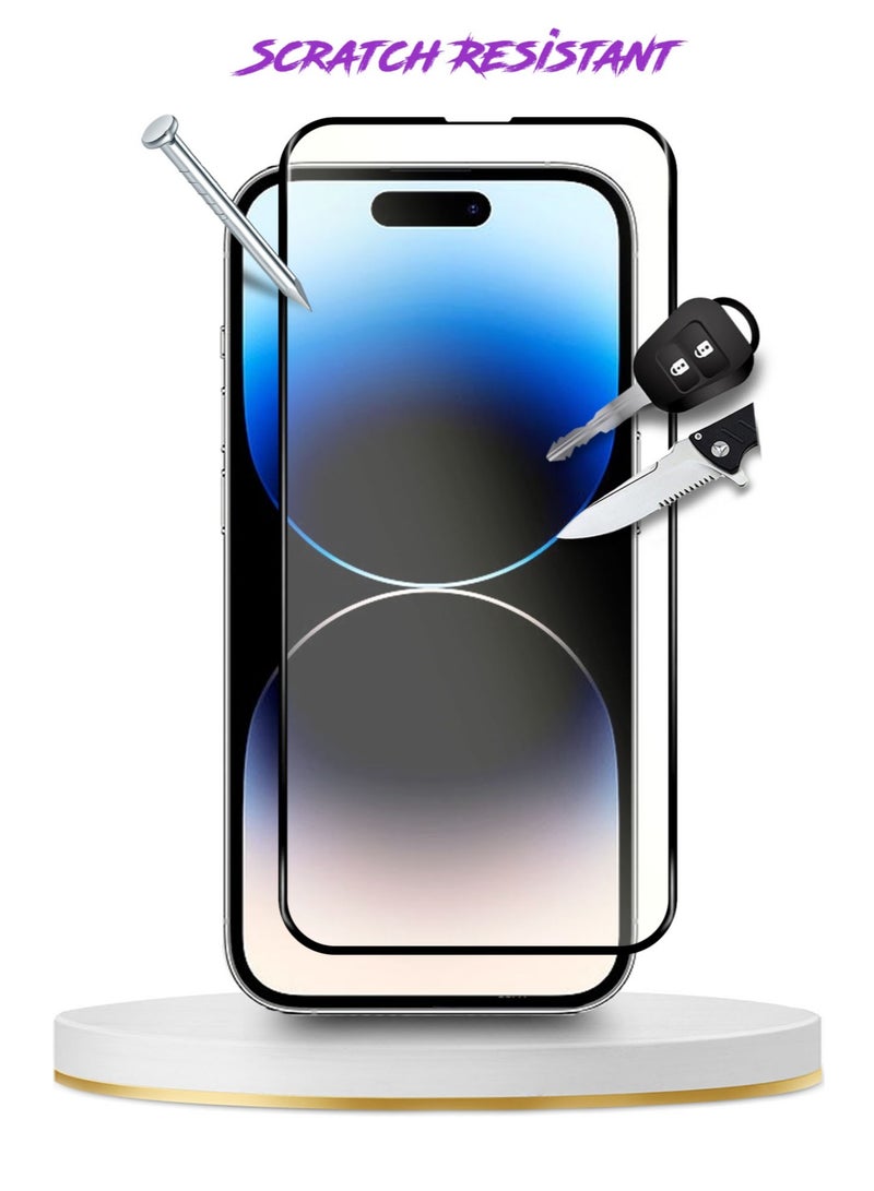 Warrior 5D Tempered Glass Full Glue Premium Screen Protector For Apple iPhone 14 Pro Clear/Black - Image 2