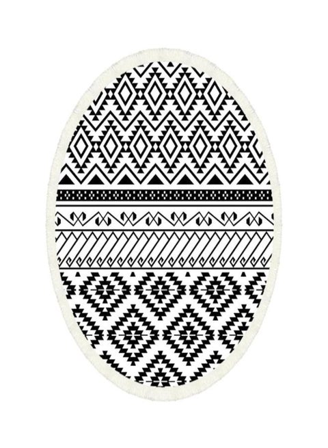 3D Geometry Printed Round Beach Towel Black/White