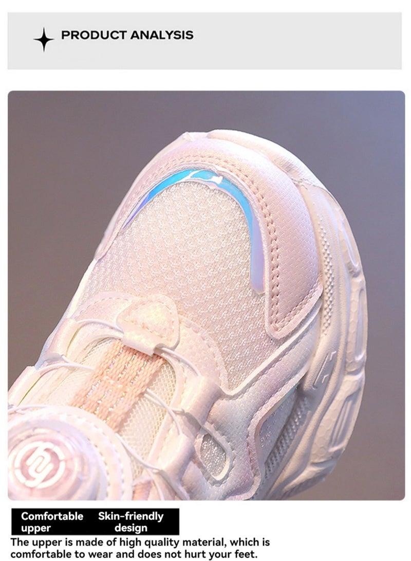 M MIAOYAN Girls' Sneakers for Summer and Autumn, Children's Mesh Shoes with Rotating Button, Breathable Mesh Daddy Shoes for Girls  - Image 3