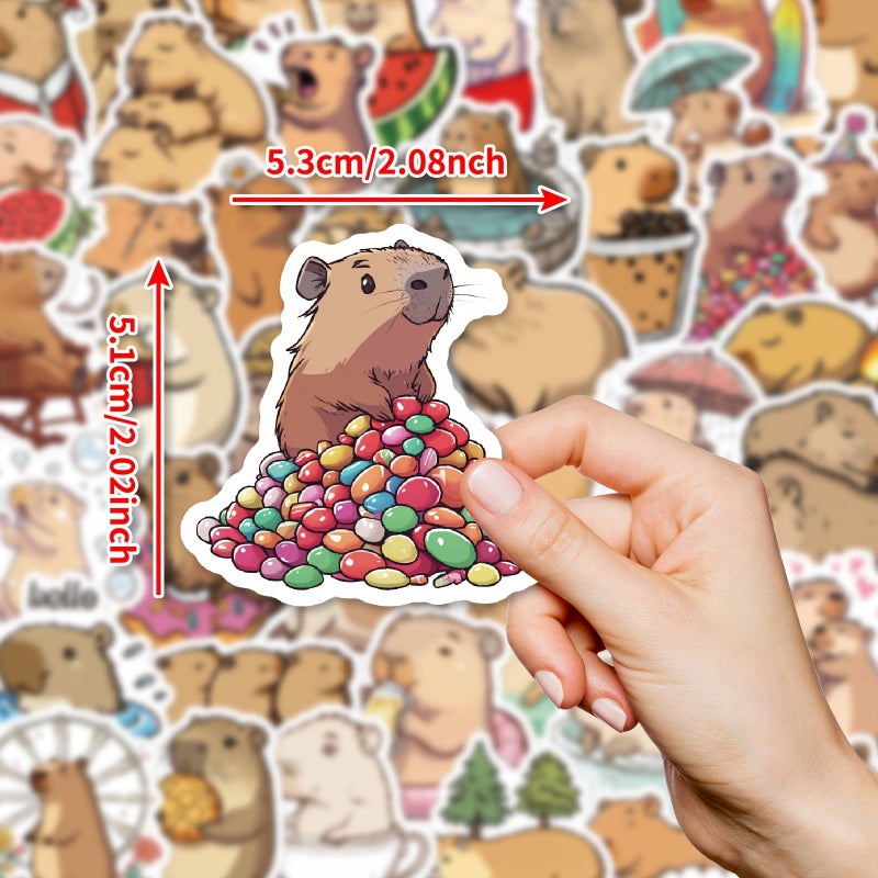 1 Set 50pcs New Capybara Cartoon Animals Waterproof Stickers Decorate Suitcase Computer Mobile Phone Guitar Graffiti - Image 2