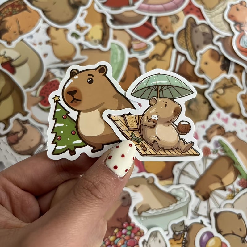 1 Set 50pcs New Capybara Cartoon Animals Waterproof Stickers Decorate Suitcase Computer Mobile Phone Guitar Graffiti - Image 5