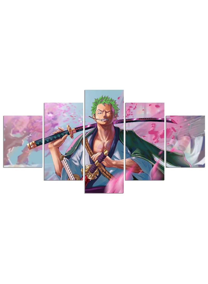 مؤسسة فكرة اليوم ملصق أنمي ون بيس رورونوا زورو مطبوع على قماش لوحة فنية جدارية لغرفة المعيشة هدية للأولاد (بدون إطار، زورو 1)To - Image 1