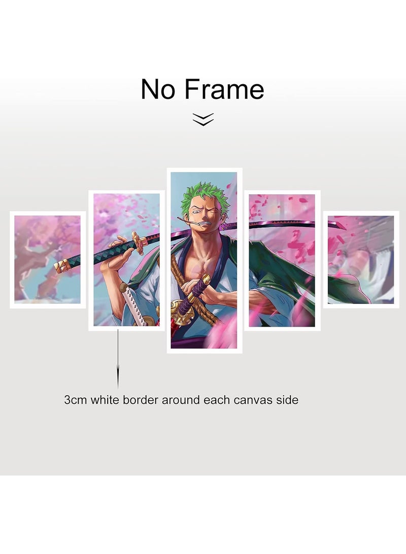 مؤسسة فكرة اليوم ملصق أنمي ون بيس رورونوا زورو مطبوع على قماش لوحة فنية جدارية لغرفة المعيشة هدية للأولاد (بدون إطار، زورو 1)To - Image 2
