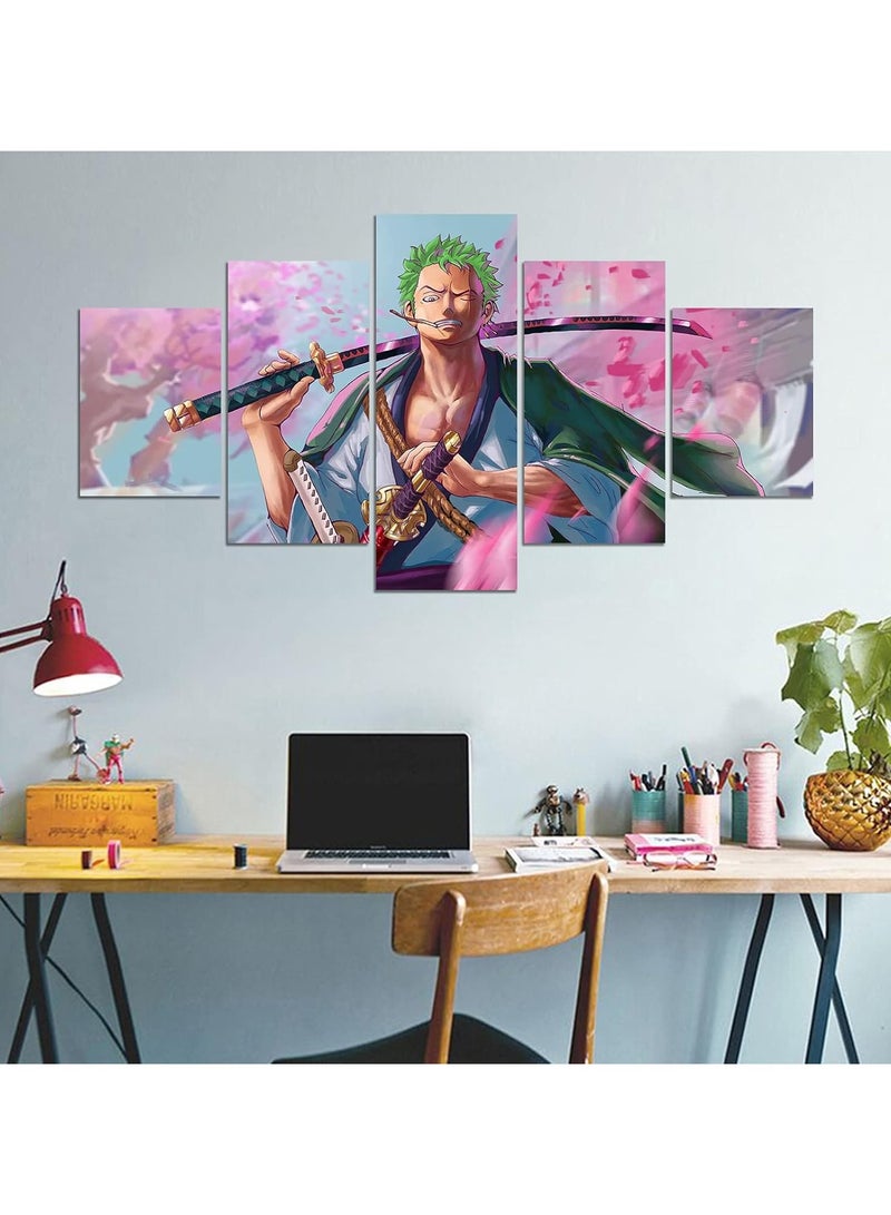 مؤسسة فكرة اليوم ملصق أنمي ون بيس رورونوا زورو مطبوع على قماش لوحة فنية جدارية لغرفة المعيشة هدية للأولاد (بدون إطار، زورو 1)To - Image 3