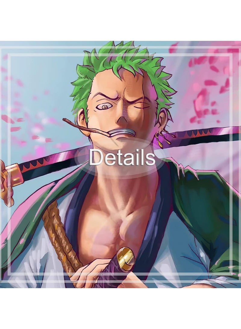 مؤسسة فكرة اليوم ملصق أنمي ون بيس رورونوا زورو مطبوع على قماش لوحة فنية جدارية لغرفة المعيشة هدية للأولاد (بدون إطار، زورو 1)To - Image 4