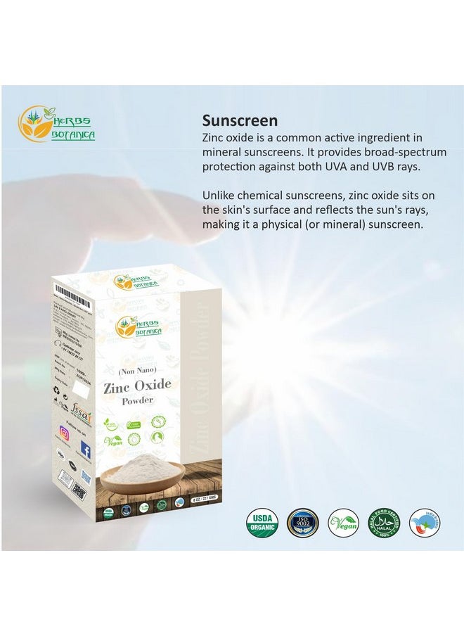 هيربس بوتيانيكا - مسحوق أكسيد الزنك من شركة Herbs Botanica، مسحوق أكسيد الزنك غير النانوي العضوي لحماية البشرة والشفاء وكريم طفح الحفاضات لدى الأطفال وكريم الوقاية من الشمس وحب الشباب ومستحضرات التجميل وكريم DIY بدرجة صيدلانية 8 أونصة / 227 جرام - Image 1